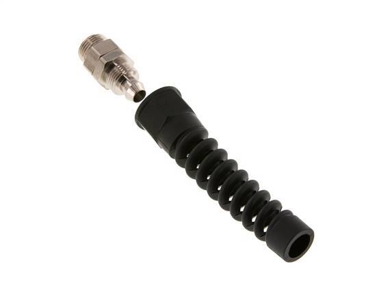 12x8 & G3/8'' Nickel plated Brass Straight Push-on Fitting with Male Threads Rotatable Bend Protection