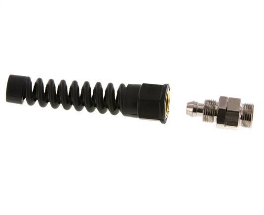 12x8 & G3/8'' Nickel plated Brass Straight Push-on Fitting with Male Threads Rotatable Bend Protection