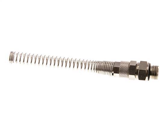 8x5 & G1/4'' Nickel plated Brass Straight Push-on Fitting with Male Threads Rotatable Bend Protection [2 Pieces]