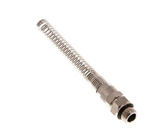 8x5 & G1/4'' Nickel plated Brass Straight Push-on Fitting with Male Threads Rotatable Bend Protection [2 Pieces]