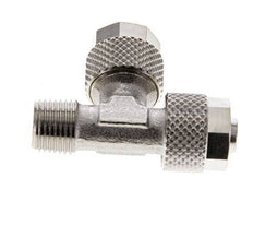 8x6 & R1/8'' Nickel Plated Brass Right Angle Tee Push-on Fitting with Male Threads [2 Pieces]