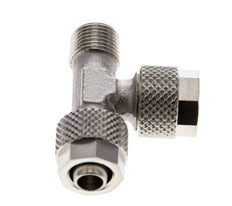 8x6 & R1/8'' Nickel Plated Brass Right Angle Tee Push-on Fitting with Male Threads [2 Pieces]