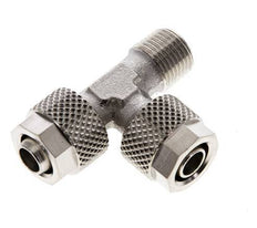8x6 & R1/8'' Nickel Plated Brass Right Angle Tee Push-on Fitting with Male Threads [2 Pieces]