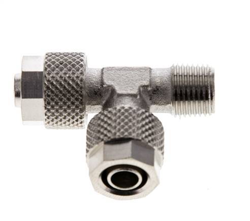 8x6 & R1/8'' Nickel Plated Brass Right Angle Tee Push-on Fitting with Male Threads [2 Pieces]