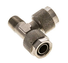 10x8 & R1/8'' Nickel Plated Brass Right Angle Tee Push-on Fitting with Male Threads [2 Pieces]