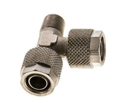 10x8 & R1/8'' Nickel Plated Brass Right Angle Tee Push-on Fitting with Male Threads [2 Pieces]