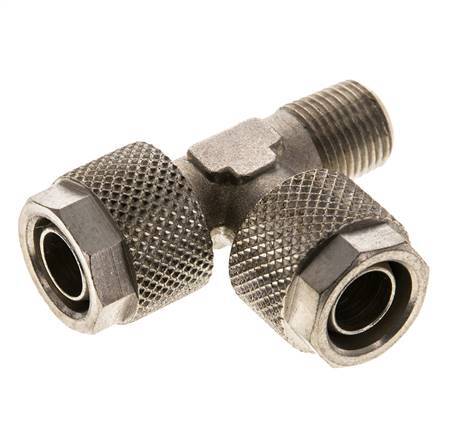 10x8 & R1/8'' Nickel Plated Brass Right Angle Tee Push-on Fitting with Male Threads [2 Pieces]