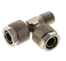 10x8 & R1/8'' Nickel Plated Brass Right Angle Tee Push-on Fitting with Male Threads [2 Pieces]