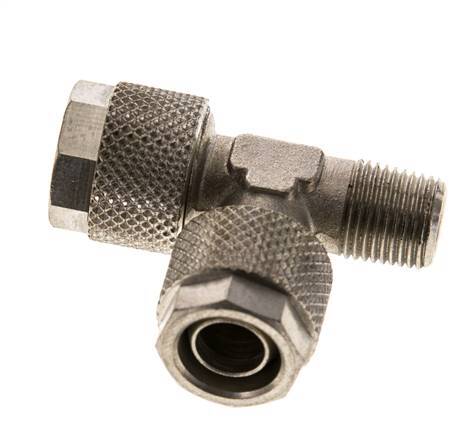 10x8 & R1/8'' Nickel Plated Brass Right Angle Tee Push-on Fitting with Male Threads [2 Pieces]