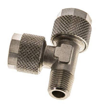 10x8 & R1/8'' Nickel Plated Brass Right Angle Tee Push-on Fitting with Male Threads [2 Pieces]