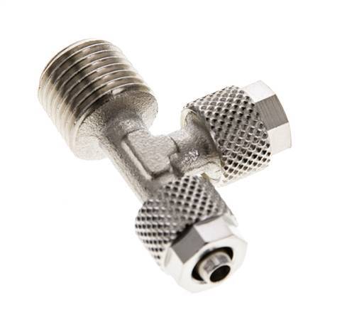 6x4 & R1/4'' Nickel Plated Brass Right Angle Tee Push-on Fitting with Male Threads [2 Pieces]