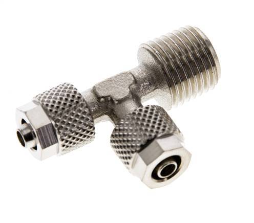 6x4 & R1/4'' Nickel Plated Brass Right Angle Tee Push-on Fitting with Male Threads [2 Pieces]