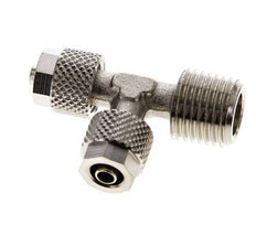6x4 & R1/4'' Nickel Plated Brass Right Angle Tee Push-on Fitting with Male Threads [2 Pieces]