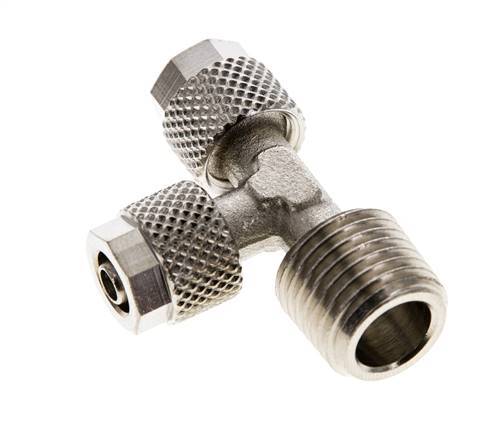 6x4 & R1/4'' Nickel Plated Brass Right Angle Tee Push-on Fitting with Male Threads [2 Pieces]
