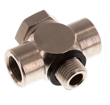 G1/8'' Nickel plated Brass Tee Banjo Fitting with Male and Female Threads with O-ring [10 Pieces]