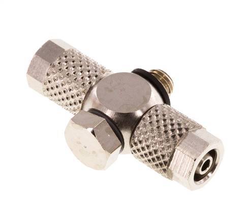 5x3 & M5 Nickel plated Brass Banjo Tee Push-on Fitting with Male Threads with O-ring [10 Pieces]
