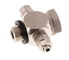 4.3x3 & G1/8'' Nickel plated Brass Banjo Tee Push-on Fitting with O-ring [10 Pieces]