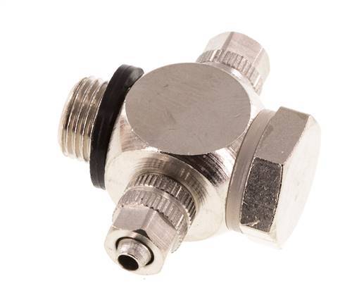 4.3x3 & G1/8'' Nickel plated Brass Banjo Tee Push-on Fitting with O-ring [10 Pieces]