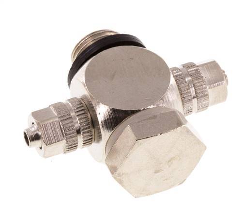 4.3x3 & G1/8'' Nickel plated Brass Banjo Tee Push-on Fitting with O-ring [10 Pieces]
