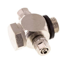 4.3x3 & G1/8'' Nickel plated Brass Banjo Tee Push-on Fitting with O-ring [10 Pieces]