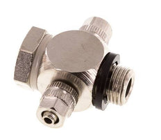 4.3x3 & G1/8'' Nickel plated Brass Banjo Tee Push-on Fitting with O-ring [10 Pieces]