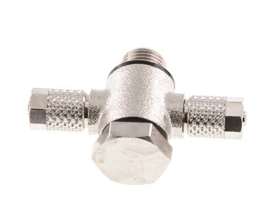 5x3 & G1/8'' Nickel plated Brass Banjo Tee Push-on Fitting with O-ring [10 Pieces]