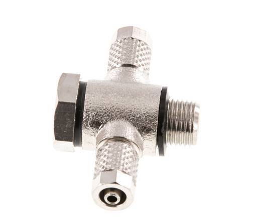 5x3 & G1/8'' Nickel plated Brass Banjo Tee Push-on Fitting with O-ring [10 Pieces]