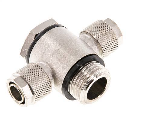 12x10 & G1/2'' Nickel plated Brass Banjo Tee Push-on Fitting with O-ring [5 Pieces]