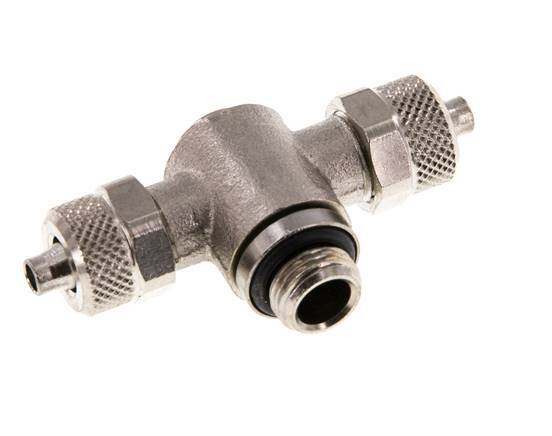 6x4 & G1/8'' Nickel plated Brass Tee Push-on Fitting with Male Threads Rotatable Inner Hexagon