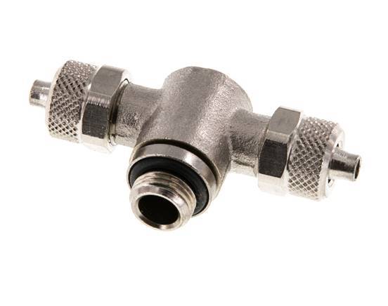 6x4 & G1/8'' Nickel plated Brass Tee Push-on Fitting with Male Threads Rotatable Inner Hexagon