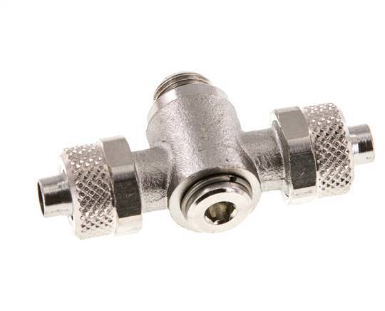 8x6 & G1/8'' Nickel plated Brass Tee Push-on Fitting with Male Threads Rotatable Inner Hexagon