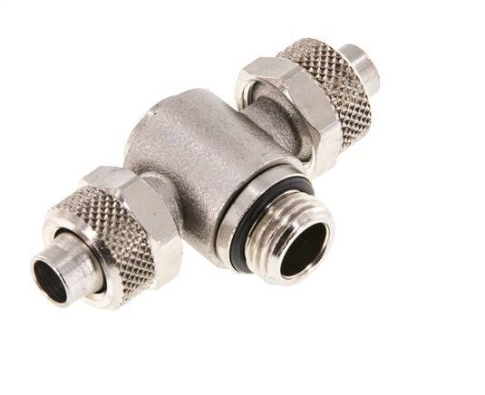 10x8 & G1/4'' Nickel plated Brass Tee Push-on Fitting with Male Threads Rotatable Inner Hexagon