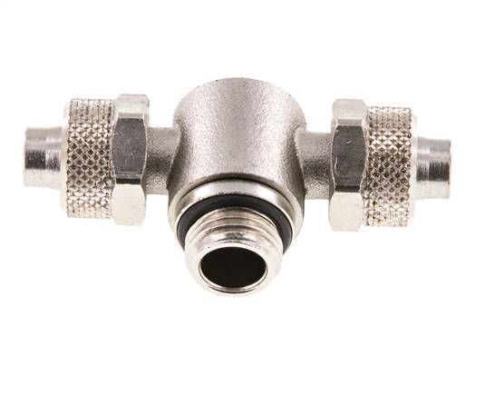 10x8 & G1/4'' Nickel plated Brass Tee Push-on Fitting with Male Threads Rotatable Inner Hexagon