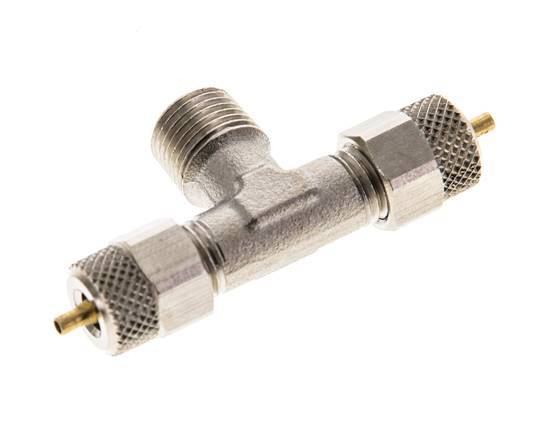 4x2 & R1/8'' Nickel plated Brass Tee Push-on Fitting with Male Threads [2 Pieces]