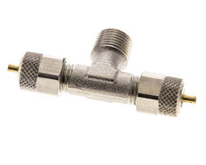 4x2 & R1/8'' Nickel plated Brass Tee Push-on Fitting with Male Threads [2 Pieces]
