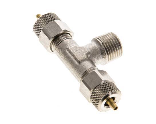 4x2 & R1/8'' Nickel plated Brass Tee Push-on Fitting with Male Threads [2 Pieces]