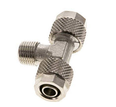 8x6 & R1/8'' Nickel plated Brass Tee Push-on Fitting with Male Threads [2 Pieces]