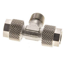 8x6 & R1/8'' Nickel plated Brass Tee Push-on Fitting with Male Threads [2 Pieces]