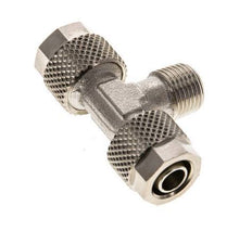 8x6 & R1/8'' Nickel plated Brass Tee Push-on Fitting with Male Threads [2 Pieces]