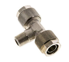 10x8 & R1/8'' Nickel plated Brass Tee Push-on Fitting with Male Threads [2 Pieces]