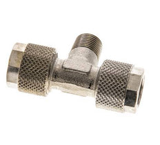 10x8 & R1/8'' Nickel plated Brass Tee Push-on Fitting with Male Threads [2 Pieces]