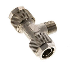 10x8 & R1/8'' Nickel plated Brass Tee Push-on Fitting with Male Threads [2 Pieces]