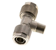 10x8 & R1/8'' Nickel plated Brass Tee Push-on Fitting with Male Threads [2 Pieces]