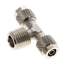 6x4 & R1/4'' Nickel plated Brass Tee Push-on Fitting with Male Threads [2 Pieces]