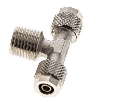 6x4 & R1/4'' Nickel plated Brass Tee Push-on Fitting with Male Threads [2 Pieces]