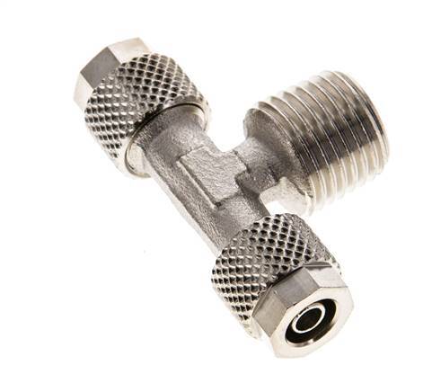 6x4 & R1/4'' Nickel plated Brass Tee Push-on Fitting with Male Threads [2 Pieces]