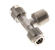 6x4 & R1/4'' Nickel plated Brass Tee Push-on Fitting with Male Threads [2 Pieces]