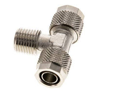 10x8 & R1/4'' Nickel plated Brass Tee Push-on Fitting with Male Threads [2 Pieces]