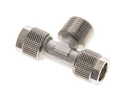 10x8 & R3/8'' Nickel plated Brass Tee Push-on Fitting with Male Threads [2 Pieces]