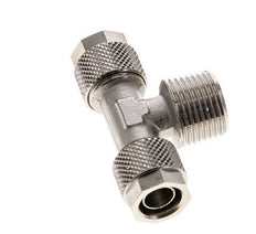 10x8 & R3/8'' Nickel plated Brass Tee Push-on Fitting with Male Threads [2 Pieces]